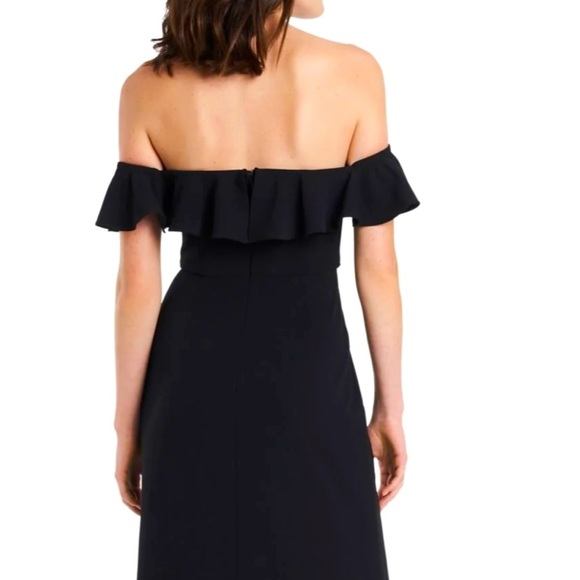 Women’s Formal Dress Size 10 MSK Black Ruffled Off Shoulder Beaded Waistline - Picture 4 of 8